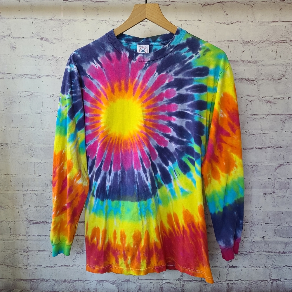 Vintage Delta Pro Weight Tie Dye Long Sleeve Crew Neck Tee Medium